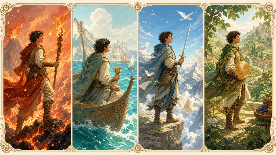Bốn sử thi tương ứng bốn bộ Ẩn Phụ Tarot