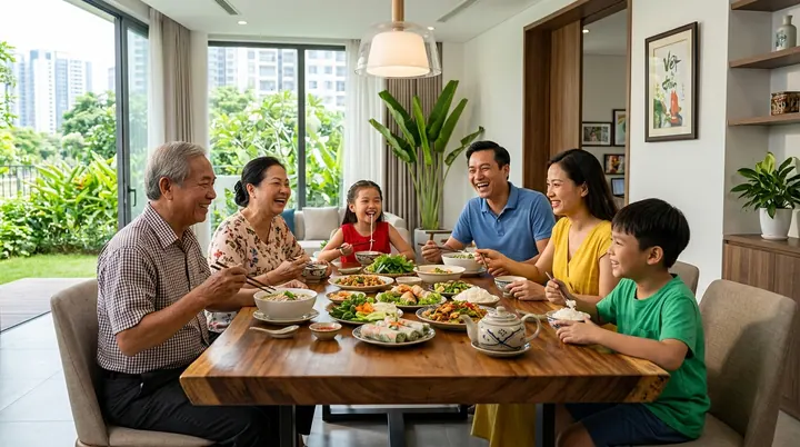 Không gian ban thờ thanh tịnh gia đình.