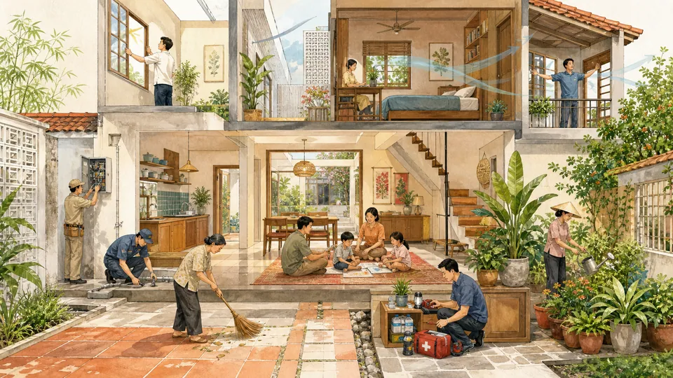 Tám cải thiện thực tế cho ánh sáng thông gió an toàn chống ẩm cây xanh và bảo trì nhà ở