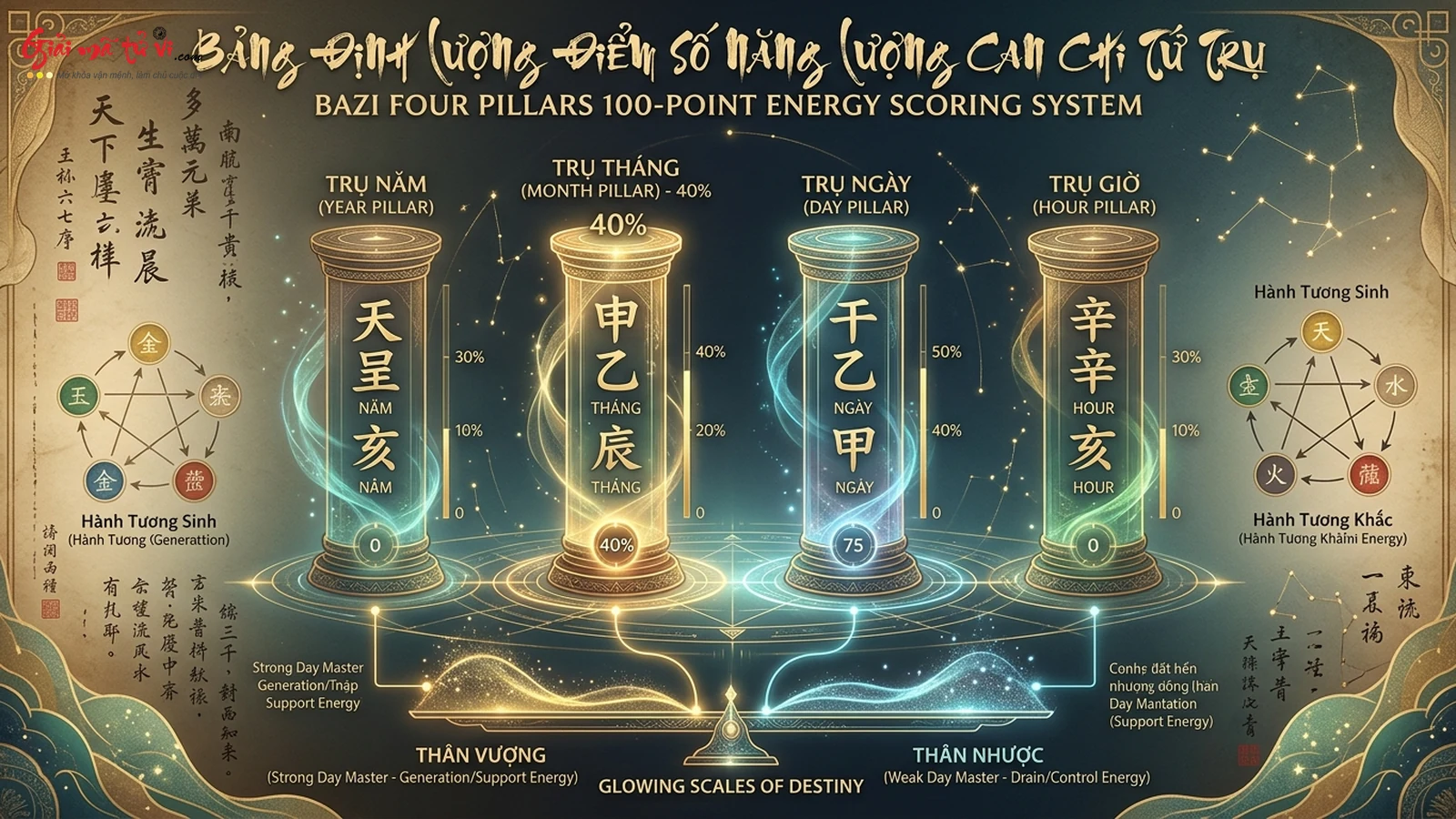 Bảng Định Lượng Điểm Số Năng Lượng Can Chi Tứ Trụ 100 Điểm Chuẩn Xác