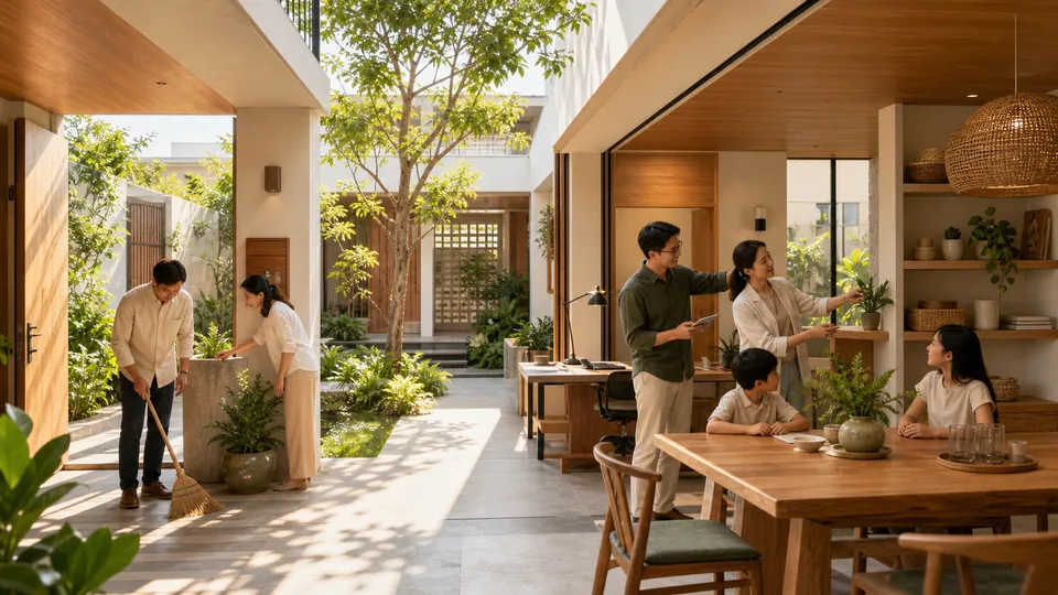 Không gian sống Việt Nam được sắp xếp thông thoáng và thực tế theo biểu tượng Lộc Thần