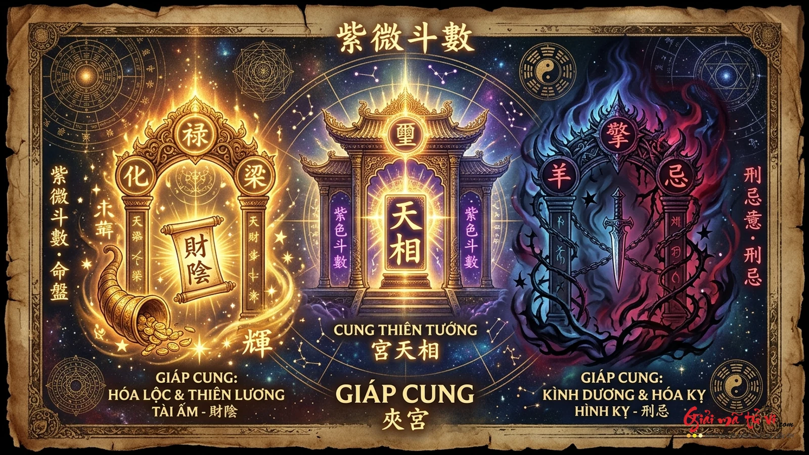 Sơ đồ nguyên lý cơ chế Giáp Cung của sao Thiên Tướng trong Tử Vi Đẩu Số