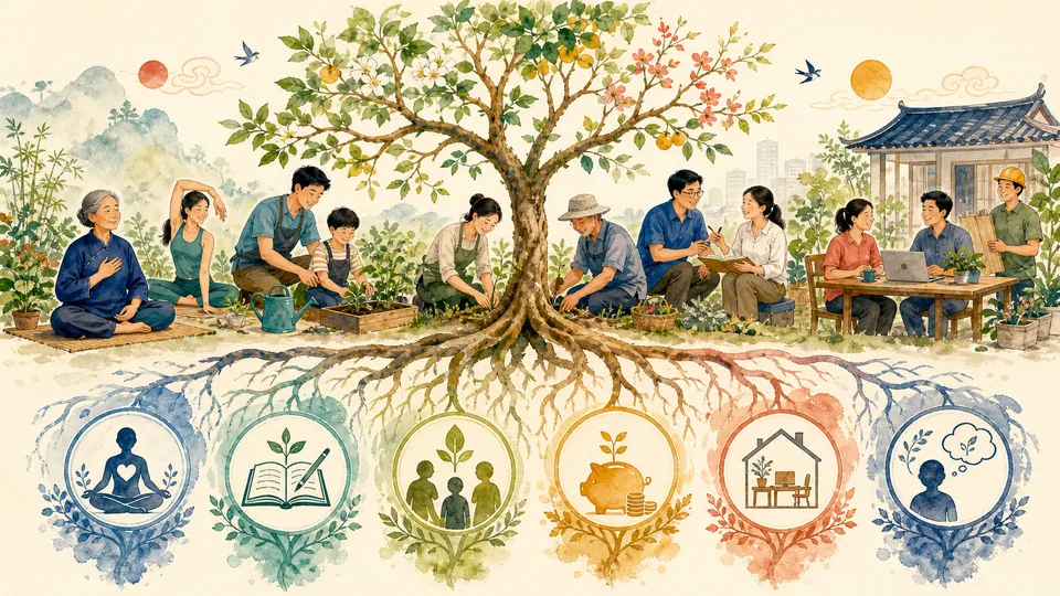 Sáu cách củng cố nền tảng gồm sức khỏe kỹ năng quan hệ tài chính môi trường và hành động nhất quán