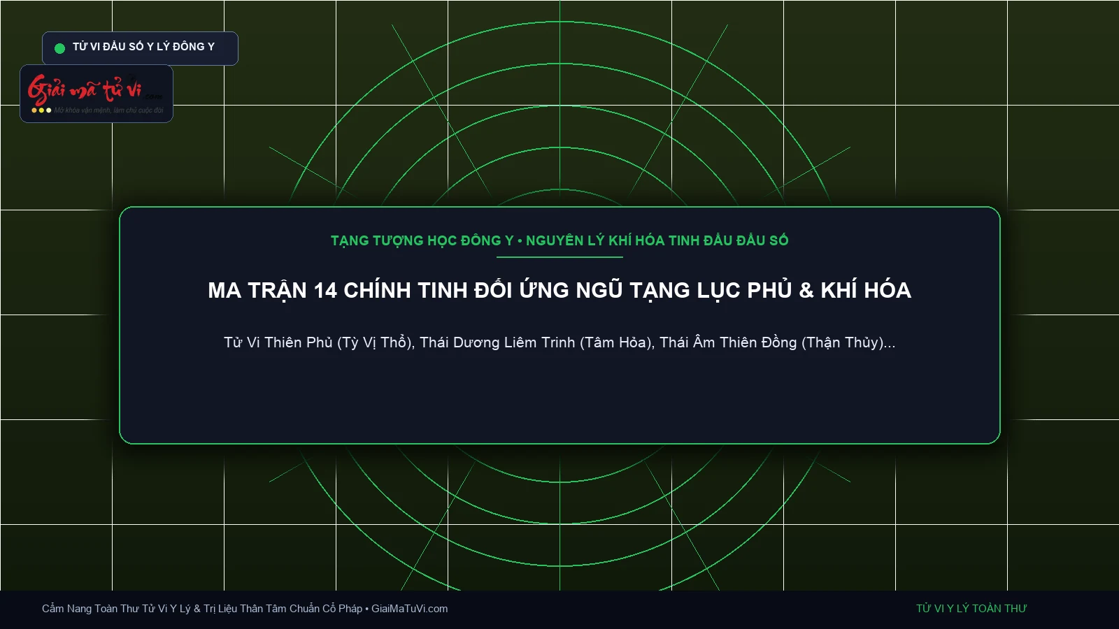 Ma trận 14 chính tinh đối ứng ngũ tạng lục phủ trong Tử Vi Y Lý Đông Y