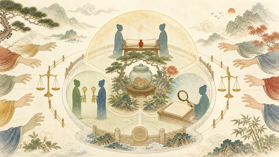 Minh họa các lớp quản trị rủi ro tài chính gồm dự phòng hợp đồng phân quyền và rà soát