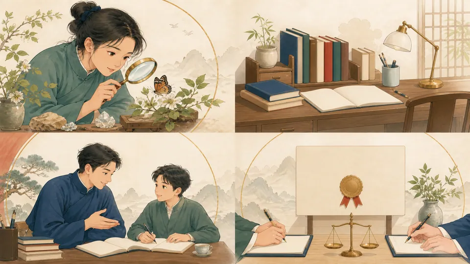 Minh họa bốn nền tảng học tập gồm tò mò phương pháp cố vấn và công nhận công bằng
