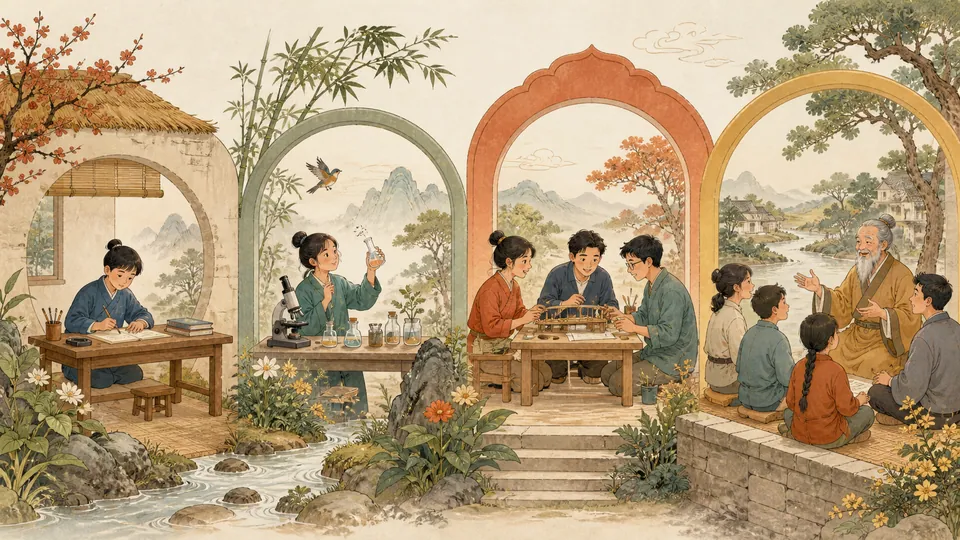 Minh họa bốn giai đoạn học tập từ nền tảng đến đóng góp