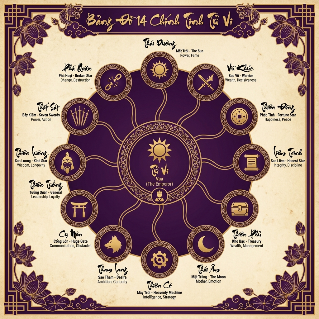 14 chính tinh trong tử vi đẩu số