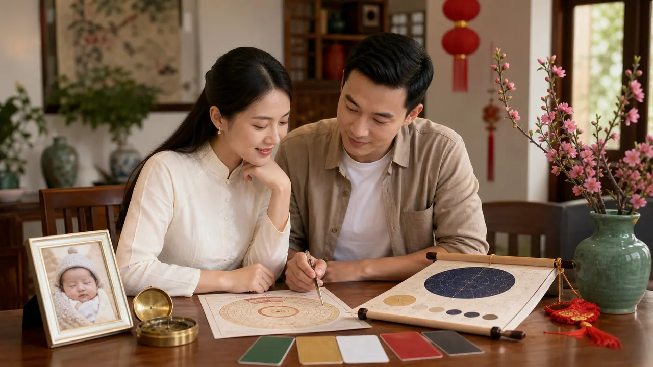 Cha mẹ Việt cùng xem lịch và la bàn phong thủy khi tham khảo tuổi con cái